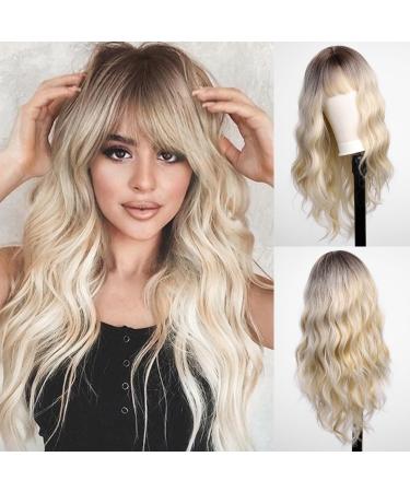 Haircube blond with highlights long curly wig with pony brown wig natural appearance heat -resistant synthetic wig suitable for fashionable use gold blonde with highlights