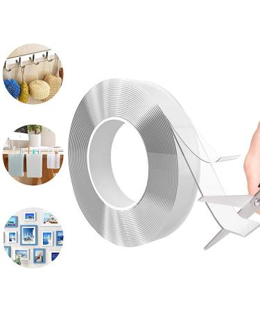 COLIBYOU Traceless Washable Adhesive Tape, Reusable Transparent Double Sided Adhesive Grip Tape, Removable Multi-Functional Non-Slip Strong Adhesive Tape(16.4 Feet / 5M)