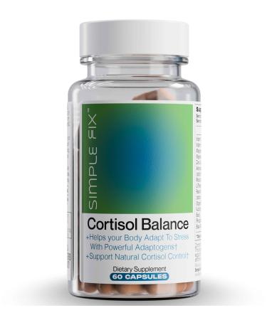 The Simple Fix Cortisol Balance Supplement Supports Stress Focus & Daily Energy with Ashwagandha Rhodiola Rosea L-Theanine Magnesium Zinc & B6 Adaptogen Formula Vegan Capsules