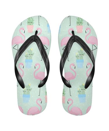 Mnsruu flamingo cactus polka dot bird flop flops flip sandals home slippers hotel spa bedroom travel xs for men women x-Small multicolored