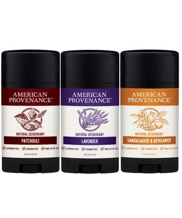 American Provenance Patchouli Sandalwood and Bergamot and Lavender Deodorant Bundle