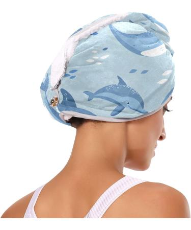 Dolphins Pattern Hair Towel 2 Pack - Super Absorbent Quick Dry Hair Turbans for Women & Girls | Perfect Hair Drying Solution - Buy Online on GoSupps.com