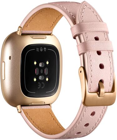 Soft Genuine Leather Band for Fitbit Sense/Versa 3 - Pink | Maledan Replacement Wristband - Buy Online on GoSupps.com
