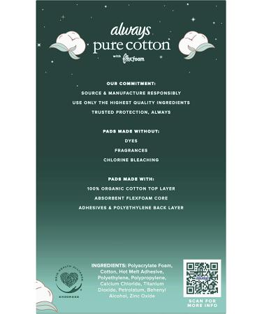 Always Pure Cotton Flexfoam Pads Size 4 Overnight Absorbency with Wings - 20 Count x 3 Packs - Buy Online on GoSupps.com