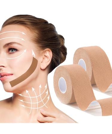 2 Rolls Facial Myofascial Lift Tape Anti-Wrinkle Tape Patches Anti-Freeze Stickers for Firming And Tightening Skin Suits for All Parts of The Face and Neck 2.5cm*5m