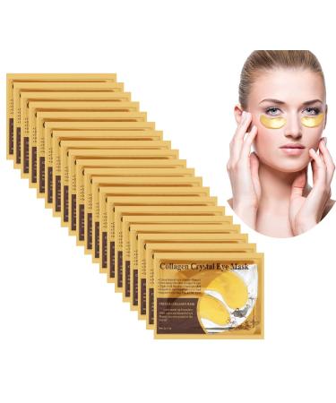 20 Pairs Crystal Collagen 24k Gold Under Eye Gel Pad Face Mask Anti Aging Wrinkle for Dark Circles Anti Wrinkle Puffy Eyes Skincare Hydrating Soothing