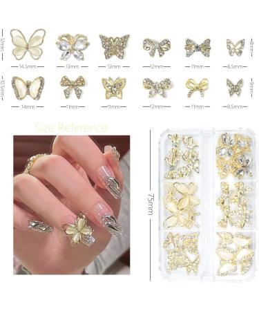 24 Pcs Gold Butterfly Nail Charms - Luxury 3D Alloy Nail Gems for DIY Nail Art Decoration | qiipii Nail Supplies - Buy Online on GoSupps.com