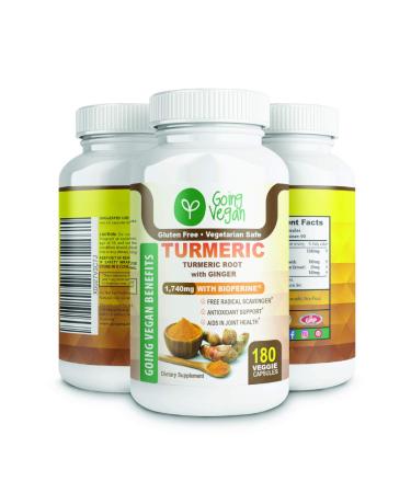 Turmeric Curcumin and Ginger Supplement with Black Pepper (Bioperine) 95% Curcuminoids for Joint Comfort and Mobility Non-GMO & Gluten Free Made in USA 180 Vegan Pills