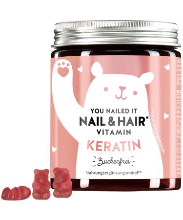 Keratin gummy bears - for healthy hair & strong nails - support against hair loss with vitamin C E selenium zinc copper & biotin - 400mg keratin - 60 pieces - Bears with benefit - Buy Online on GoSupps.com