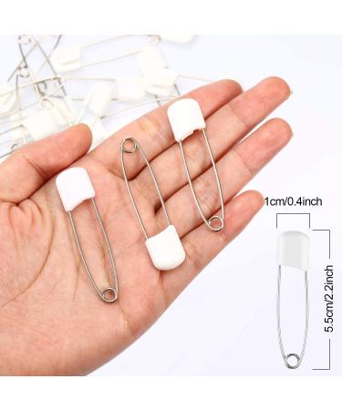 50 Piece Baby Safety Pins with Locking Closures - White Cloth Diaper Pins with Velvet Bag - Buy Online on GoSupps.com