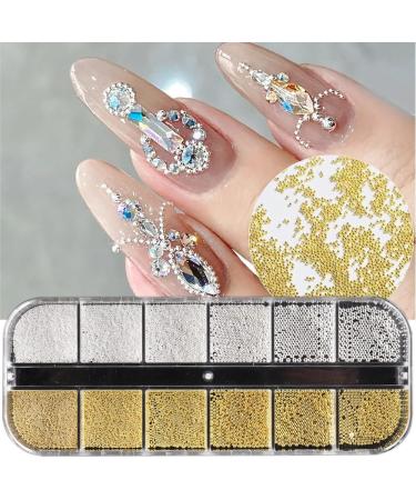 Mini Nail Art Caviar Beads 3D Micro Caviar Beads Gold Silver Beads Metal Pearls Glitter Nail Art Decor DIY Crafts DIY Accessories - Buy Online on GoSupps.com