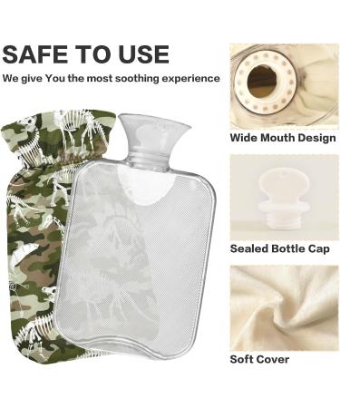 NAANLE Camouflage Dinosaur Skull Hot Water Bottle - 1L Pain Relief & Therapy | Ideal for Bed Hands & Feet - Buy Online on GoSupps.com