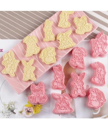Easter Cookie Cutter Set 8 Pieces 3D Plastic Bunny Cookie Cutters Cookie Stamps Biscuit Molds for Easter Party Supplies Decorations(Type D) Easter D - Buy Online on GoSupps.com