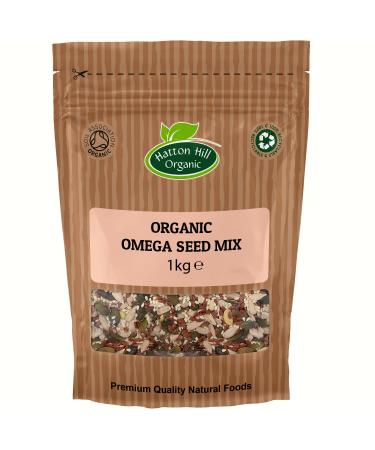 Organic Omega Seed Mix 1kg by Hatton Hill | 4 Seeds Mix with Pumpkin Sunflower Sesame and Flax Whole Raw Seeds Blend Non-GMO Vegan - Buy Online on GoSupps.com