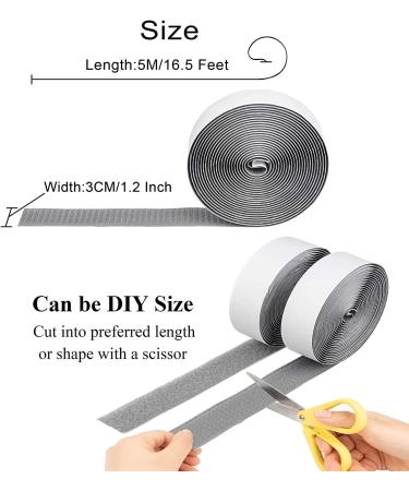 Industrial Strength Self Adhesive Hook and Loop Roll - 1.2 Inch 16.5FT - Double Sided Fasteners Tape for Sewing, Pedal Board, Mounting - Grey - Buy Online on GoSupps.com