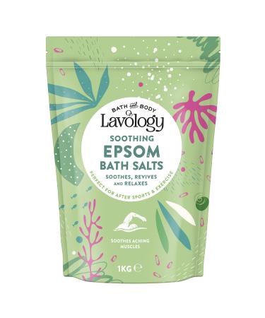Epsom Bath Salts by Lavology - 1kg - All Natural Ingredients - Soothing Relaxing 1 kg (Pack of 1) Epsom Salt