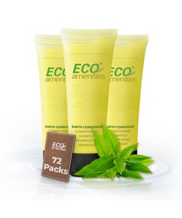 Eco Amenities Travel Size Shampoo - 72 Pack 1 oz Small Tubes with Flip Caps Green Tea Scent Bulk Case of Trial Size Toiletries Individually Packaged Hair Care Samples Mini Shampoo Bottles for Guests of Airbnbs BNBs...