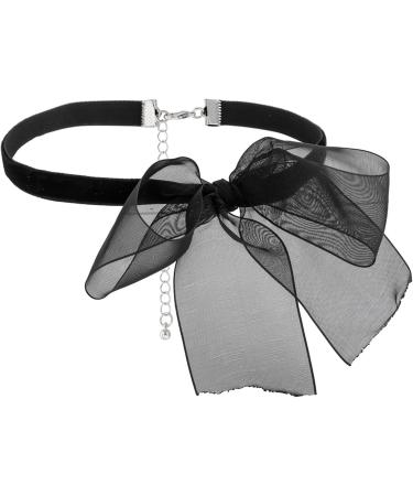 Shop Oralgos Fashionable Black Mains Neck Band with Bow - Elegant Collar Necklace for Women | Stylish Jewelry for a Chic Look - Buy Online on GoSupps.com