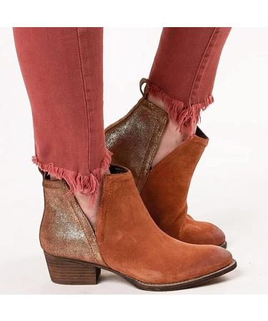 NOLDARES Women's Ankle Wedge Platform Boots - Retro Low Heel Cut-Out Roman Style Walking Short Boots in Gold - Buy Online on GoSupps.com
