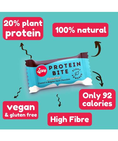 Vive High Fibre Hazelnut Protein Bites - Gluten Free Vegan Snacks - Dark Chocolate Coated - 6 x 20g Mini Bars - 6 Count - Buy Online on GoSupps.com