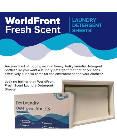 WorldFront Naturals Fresh Scent Eco-Friendly Laundry Detergent Sheets - 80 Sheets, 160 Washes | Non-Toxic, Sustainable & Gentle on Clothes - Buy Online on GoSupps.com