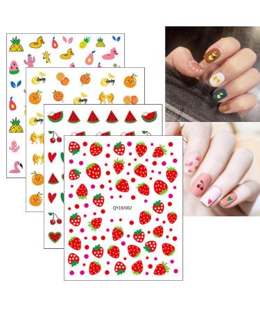 JMEOWIO 16 Sheets Cute Nail Stickers for Kids - Self-Adhesive Fruit & Flower Nail Art Decals | Nail Design Accessories - Buy Online on GoSupps.com