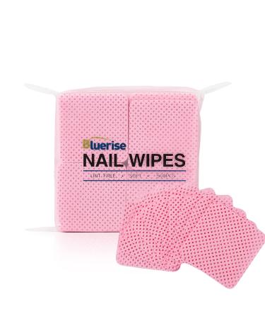 BLUERISE Lint Free Nail Wipes Pink 500pcs Nail Polish Remover Pads Soft Absorbable Eyelash Extension Glue Cleaning Wipes 500 Count (Pack of 1) Pink
