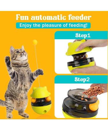 Interactive 3-in-1 Cat Toy - Slow Feeder & Food Dispenser | Yellow Cat Toys for Engaging Play & Training - Buy Online on GoSupps.com