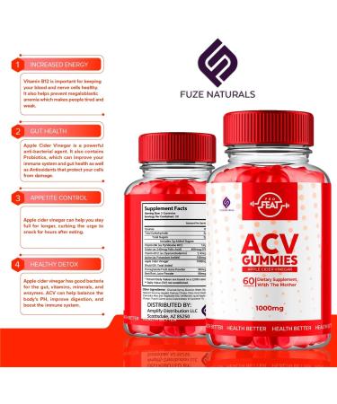 Buy 3 Pack Pro Feat ACV Gummies - Apple Cider Vinegar & Keto Supplement for Better Health | 180 Gummies with B12 & Folate - Buy Online on GoSupps.com