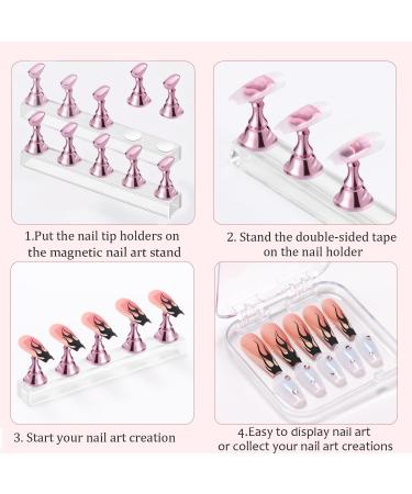 Etercycle Acrylic Nail Stand - Magnetic Practice Holder for Nail Art | DIY Salon Supplies (Pink - Buy Online on GoSupps.com