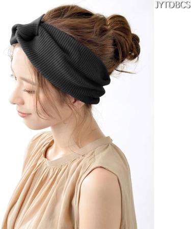 Rib Turban Hair Band Wide Cross Hair Band Casual Simple Volume Hair Accessories Black - Buy Online on GoSupps.com
