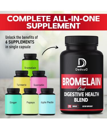 6in1 Bromelain 500mg Supplement - 1000mg per Serving - 210 Capsules with Digestive Health Blend as Quercetin, Ginger, Turmeric, Papaya - Support Overall Health, Digestion & Immune System 210 Count (Pack of 1) - Buy Online on GoSupps.com