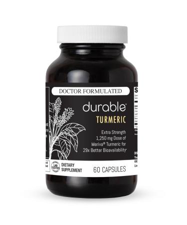 Durable Turmeric - 1250 mg Meriva Curcumin 29X More Absorption + Boswellia Joint Comfort Mobility & Healthy Inflammation Doctor Formulated Vegan Non-GMO Made in USA (60 Capsules) 60 Count (Pack of 1)