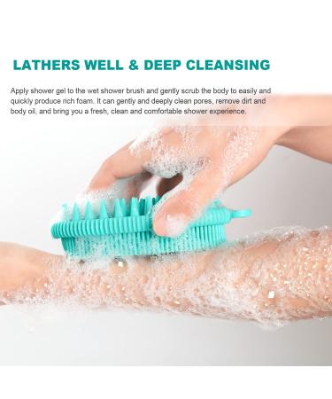 Peeling Body Washer - All-in-One Bathing & Shampoo Brush with Gentle Spa Massage Bristles | Silicone Loop Green for Wet & Dry Use - Buy Online on GoSupps.com
