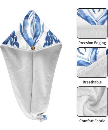 Shibori Waves Blue White Hair Towel 2 Pack | Super Absorbent Quick Dry Hair Turbans for Women & Girls - Buy Online on GoSupps.com