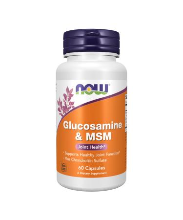 NOW Foods Supplements Glucosamine & MSM plus Chondroitin Sulfate Joint Health* 60 Veg Capsules 60 Count (Pack of 1)