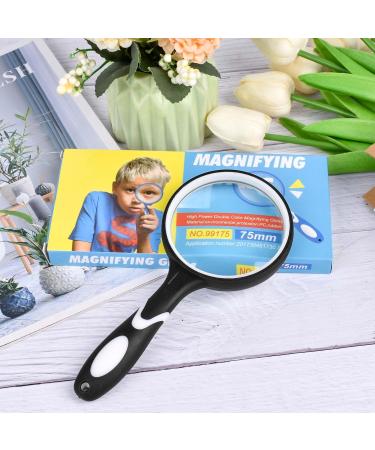 Big Magnifying Glass 10X Magnifying Glass for Kids Applied to Science Books Newspaper Reading Insects Hobby Observation Premium Non-Slip Soft Hand Shank Magnifying Glasses for Seniors Kids Black - Buy Online on GoSupps.com