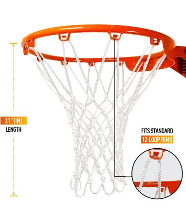 PaceArm Heavy Duty Basketball Net Replacement - All Weather Anti Whip - Indoor & Outdoor Use - 12 Loops - White (1-Pack) - Buy Online on GoSupps.com
