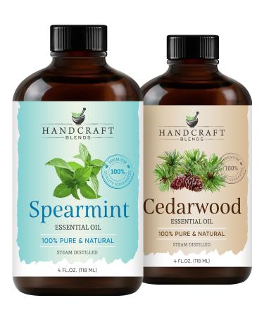 Handcraft Blends Forest Mint Set: Cedarwood and Spearmint Essential Oils (2 x 4 Fl Oz) 100% Pure & Natural for Diffuser Aromatherapy and DIY Projects