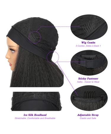 WIGNEE 26 Inch Kinky Straight Headband Wig for Women - Yaki Straight Afro Wig with Black Headband - 1B 26 Inch - Pack of 1 - Buy Online on GoSupps.com