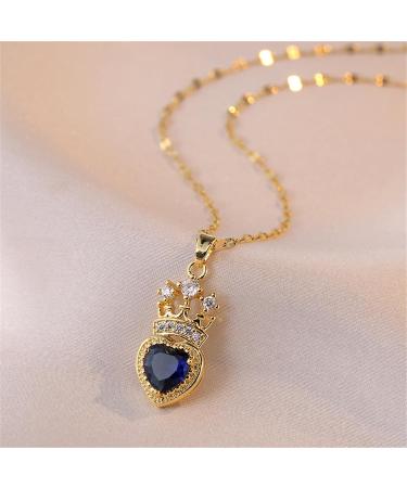 Oralgo Elegant Rhinestone Heart Choker Necklace for Women & Girls - Handmade Adjustable Blue Statement Jewelry - Buy Online on GoSupps.com