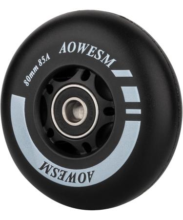 AOWESM Inline Skate Wheels 80mm 85A with ABEC-9 Bearings and Spacers - 4 Pack | Outdoor Roller Blades Replacement Wheels - Black - Buy Online on GoSupps.com