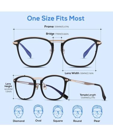 DUCO Blue Light Blocking Glasses for Men | Oversized Retro Square Eyeglasses 5223 Black | Protect Your Eyes from Strain - Buy Online on GoSupps.com