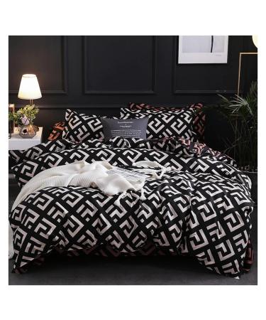 Luxury Black Bedding Set Queen King Full Size Polyester Bed Linen Duvet Cover Set with Pillowcase Soft (1 Twin)