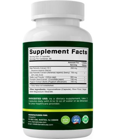 Vitamatic Saw Palmetto + Nettle Leaf/Pumpkin/Pygeum 180 Veg Capsules - Buy Online on GoSupps.com
