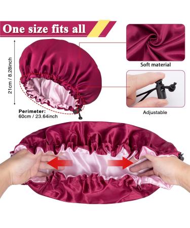 Buy Kiiwah Double Layer Silk Bonnet Sleep Caps - Adjustable Satin Sleeping Caps for Women & Girls | Black & Red | Perfect for Curls - Buy Online on GoSupps.com