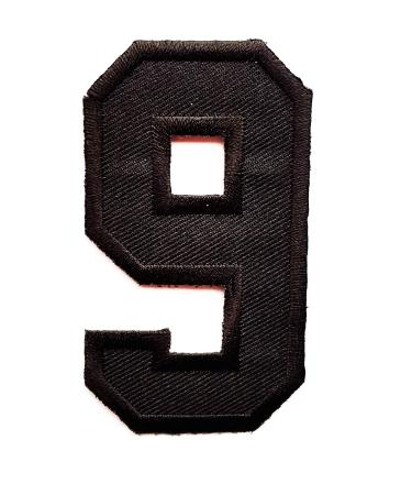3 INCH Black Number 9 Patches Appliques Fabric Decorating for Hat Cap Polo Backpack Clothing Jacket T-Shirt DIY Embroidered Iron On/Sew On Patch