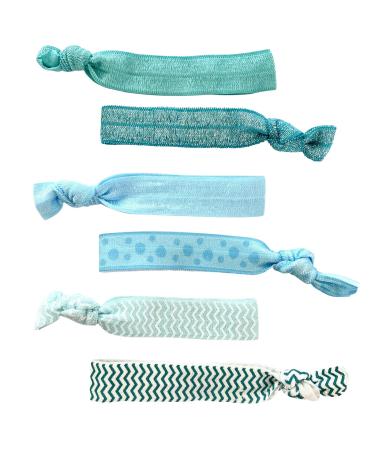 Shop Quality Hair-Minded Elastic Hair Ties & Friendly Bracelets - 6-Piece Wide Bands with Storage Box in White & Turquoise Blue - Buy Online on GoSupps.com