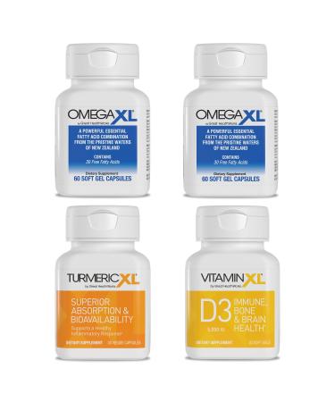 OmegaXL 4 Pack Immune Boosting Bundle - (2) 60 Count + TurmericXL + VitaminXL D3 - to Support Optimal Immune Health