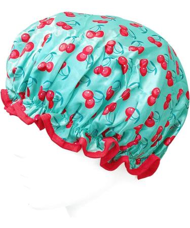Wrapables Double Layer Waterproof Shower Caps Set of 4 - Dots, Cherries, Kitties Design - Buy Online on GoSupps.com